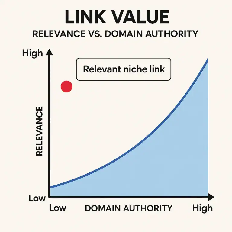 Link value chart: Relevance vs Domain Authority.